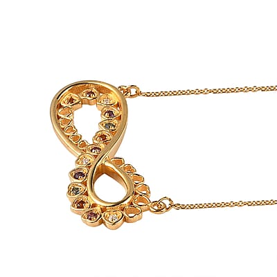 Multi Gemstone Infinity Necklace 18 Inches in Vermeil Yellow Gold Over Sterling Silver 0.20 ctw