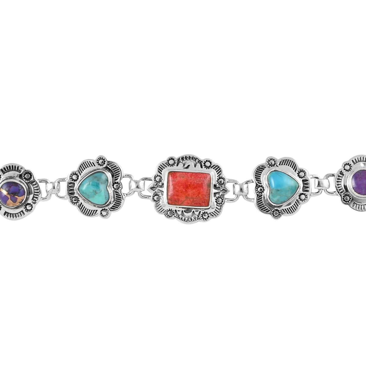 Santa Fe Style Multi Gemstone Bracelet in Sterling Silver (7.00 In) 7.50 ctw image number 2
