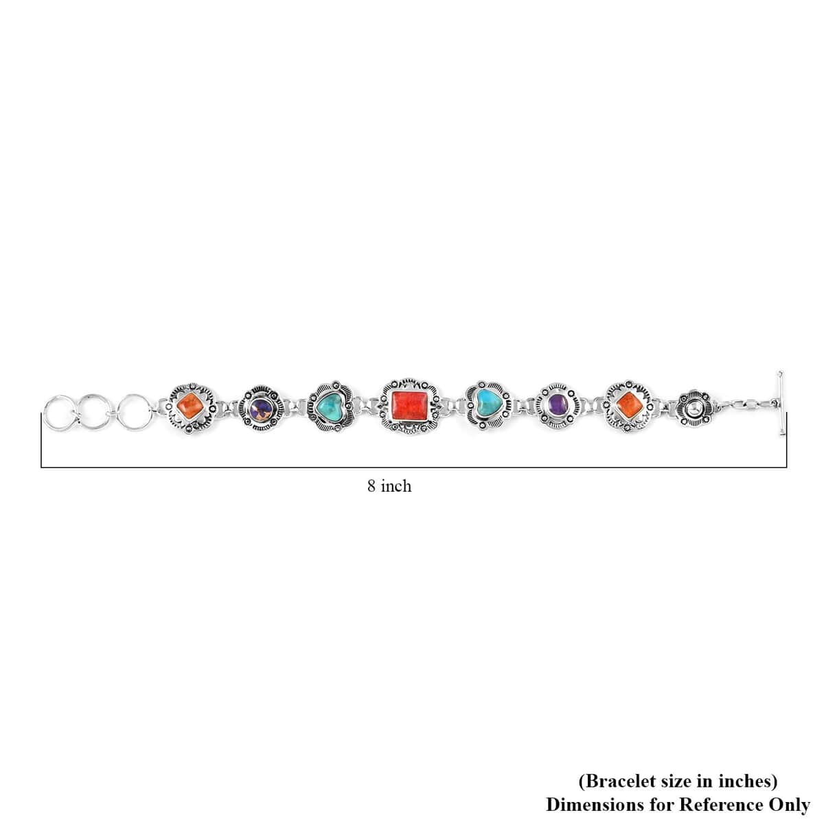 Santa Fe Style Multi Gemstone Bracelet in Sterling Silver (7.00 In) 7.50 ctw image number 4
