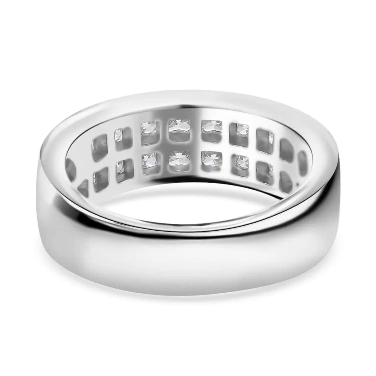 Moissanite Half Eternity Band Ring in Rhodium Over Sterling Silver (Size 10.0) 4.35 ctw image number 5
