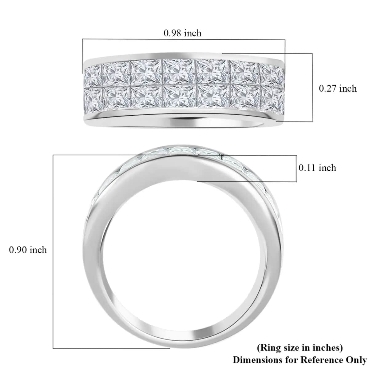 Moissanite Half Eternity Band Ring in Rhodium Over Sterling Silver (Size 10.0) 4.35 ctw image number 6