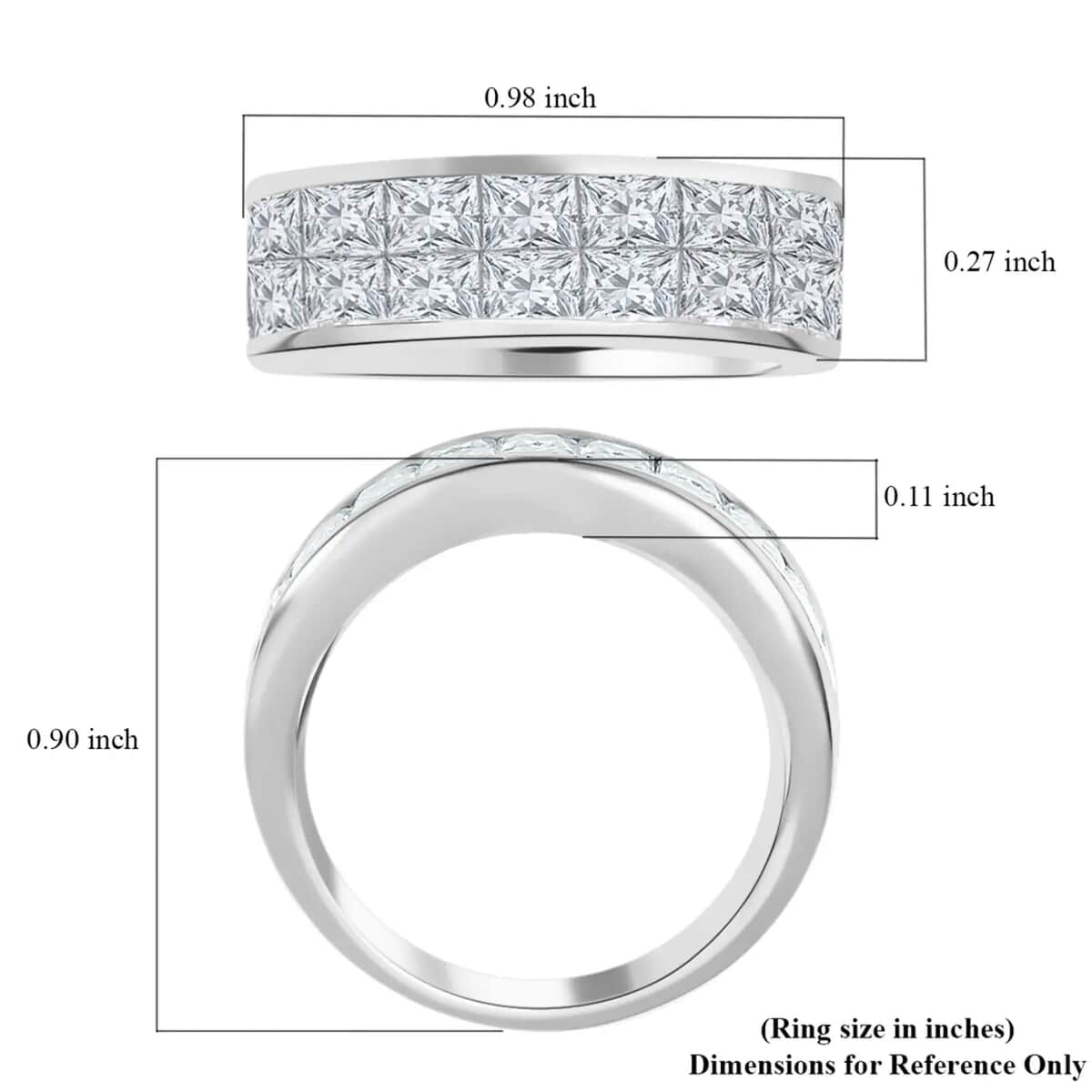 Moissanite 4.50 ctw Half Eternity Band Ring ,Moissanite Invisible Set Ring , Moissanite Ring ,Rhodium Over Sterling Silver Ring (Size 10) image number 6