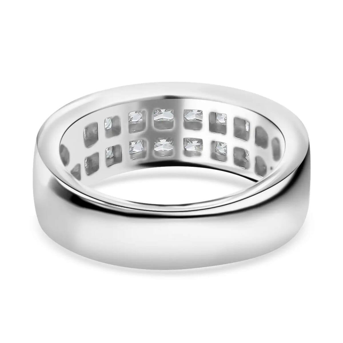 Moissanite Half Eternity Band Ring ,Moissanite Invisible Set Ring , Moissanite Ring ,Rhodium Over Sterling Silver Ring 4.50 ctw (Size 8) image number 5