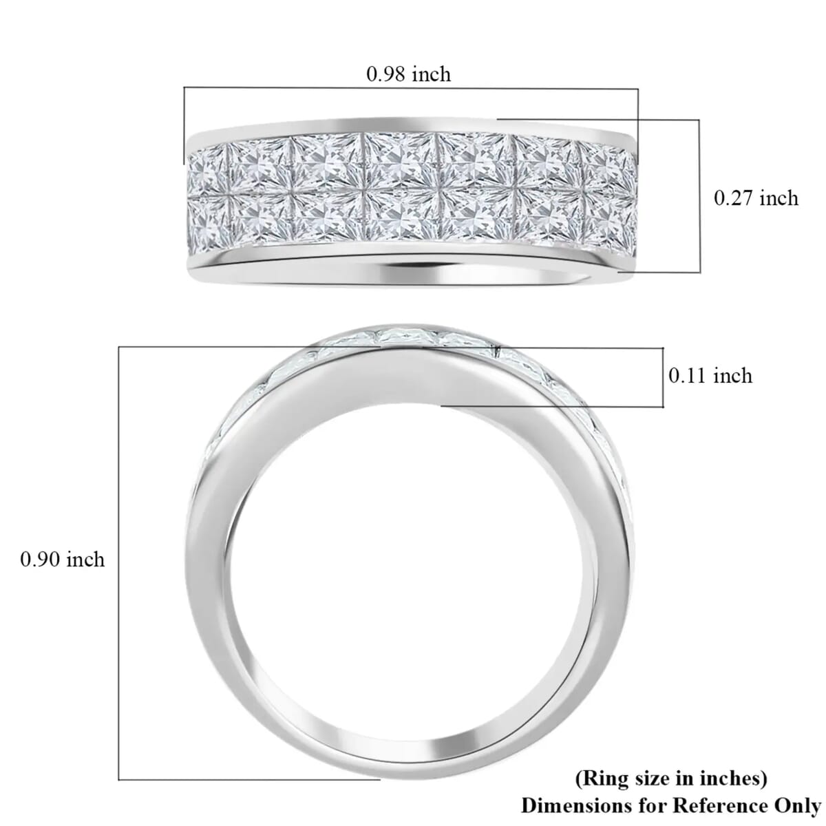 Moissanite Half Eternity Band Ring ,Moissanite Invisible Set Ring , Moissanite Ring ,Rhodium Over Sterling Silver Ring 4.50 ctw (Size 8) image number 6
