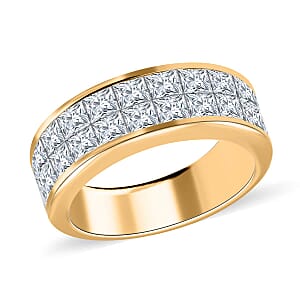 Moissanite 4.35 ctw Half Eternity Band Ring, Moissanite Invisible Set Ring, Moissanite Ring, Vermeil Yellow Gold Over Sterling Silver Ring (Size 7.00)
