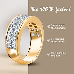 Moissanite 4.35 ctw Half Eternity Band Ring, Moissanite Invisible Set Ring, Moissanite Ring, Vermeil Yellow Gold Over Sterling Silver Ring (Size 7.00)