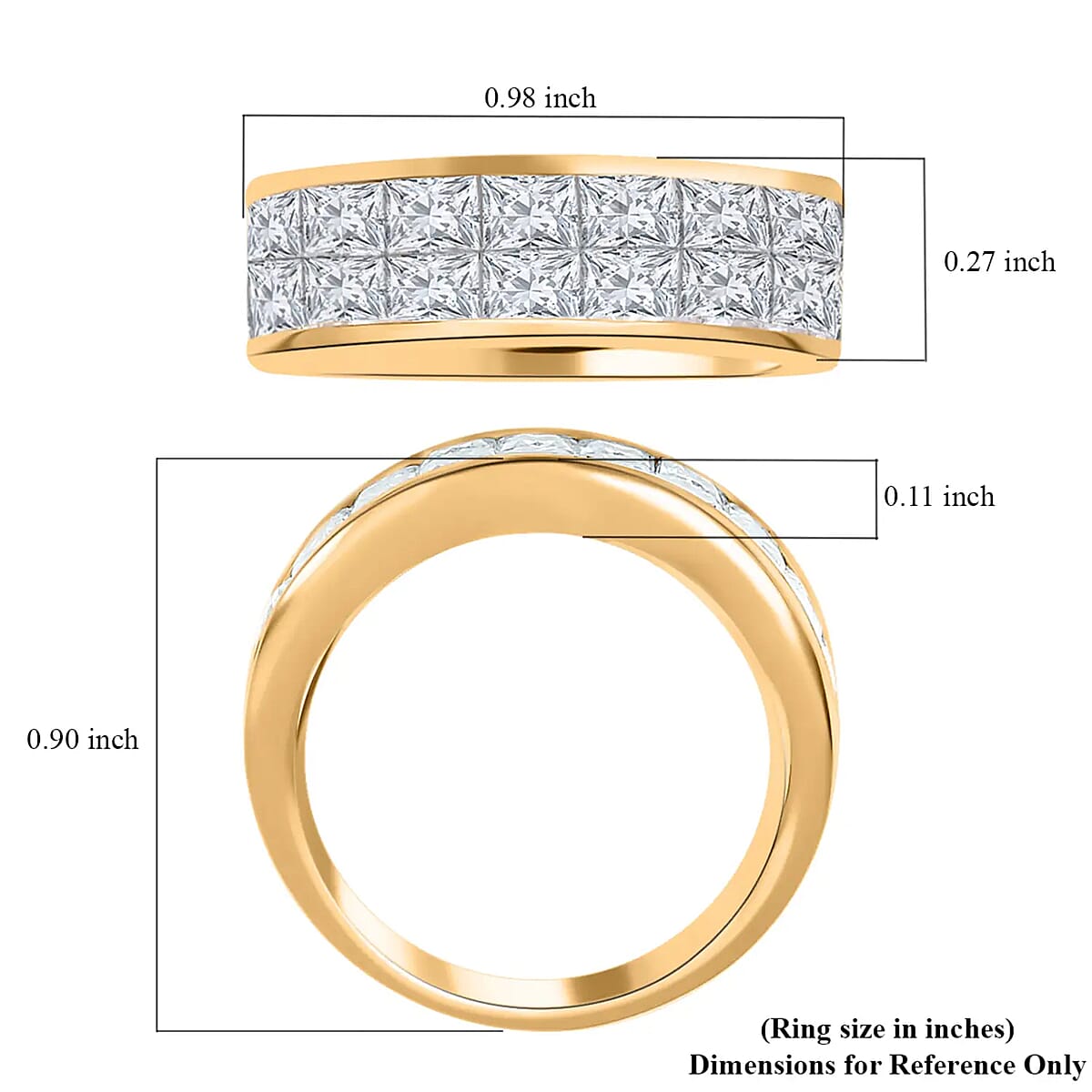 Moissanite 4.35 ctw Half Eternity Band Ring, Moissanite Invisible Set Ring, Moissanite Ring, Vermeil Yellow Gold Over Sterling Silver Ring (Size 7.00) image number 6