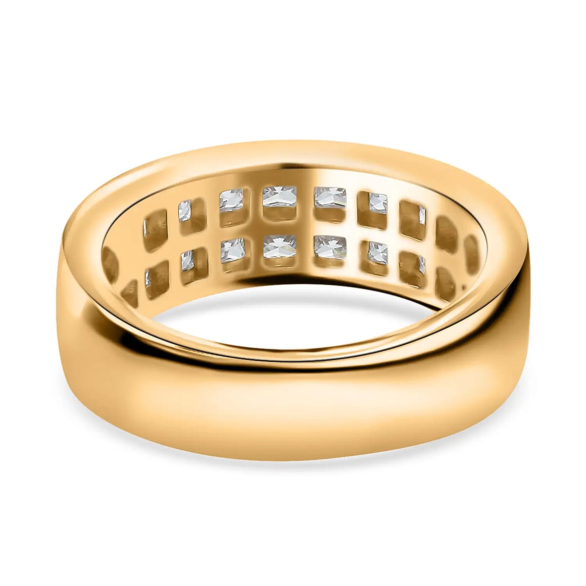 Moissanite 4.50 ctw Half Eternity Band Ring ,Moissanite Invisible Set Ring , Moissanite Ring ,Vermeil Yellow Gold Over Sterling Silver Ring (Size 9.0) image number 5