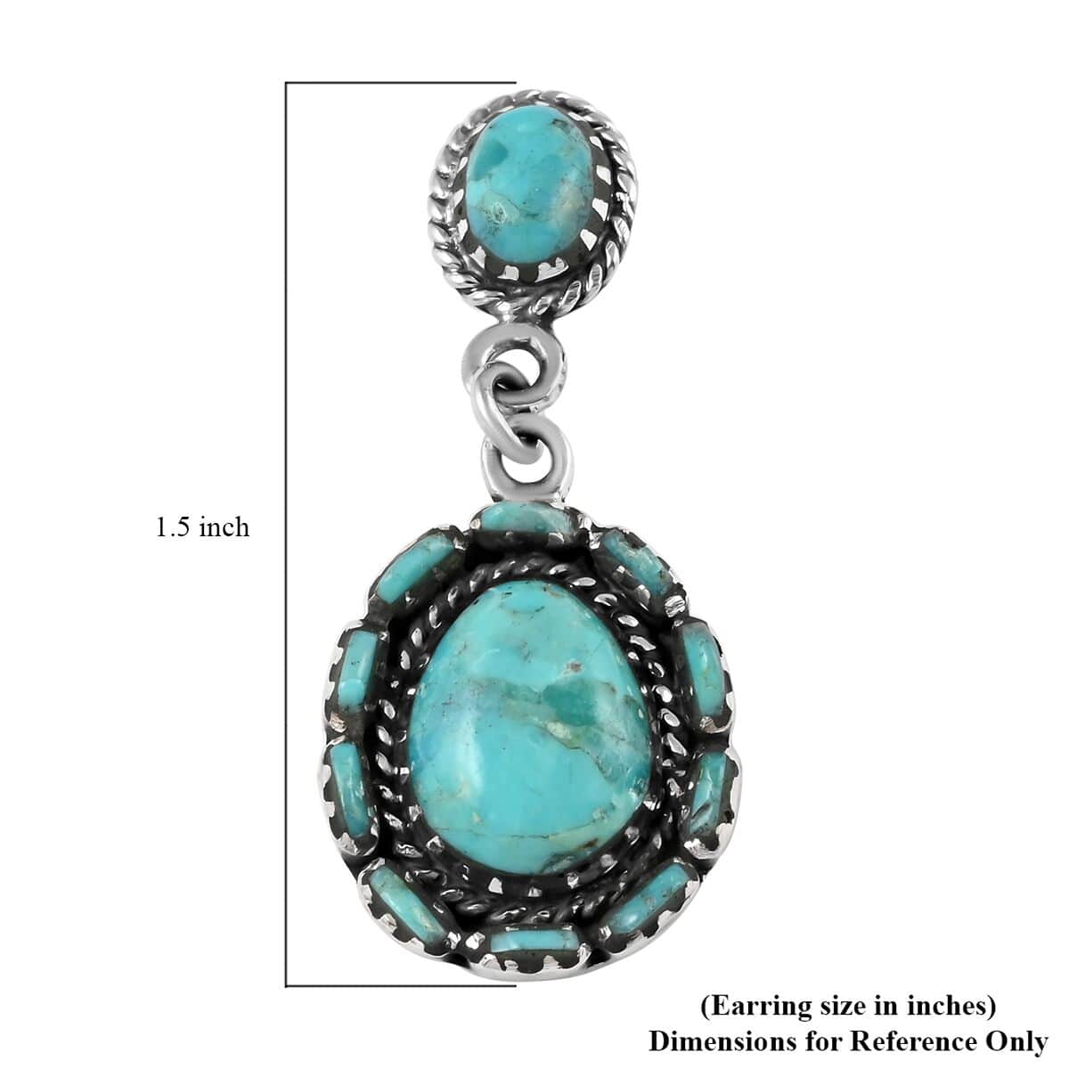 SANTA FE Style Kingman Turquoise Earrings in Sterling Silver 4.25 ctw image number 4