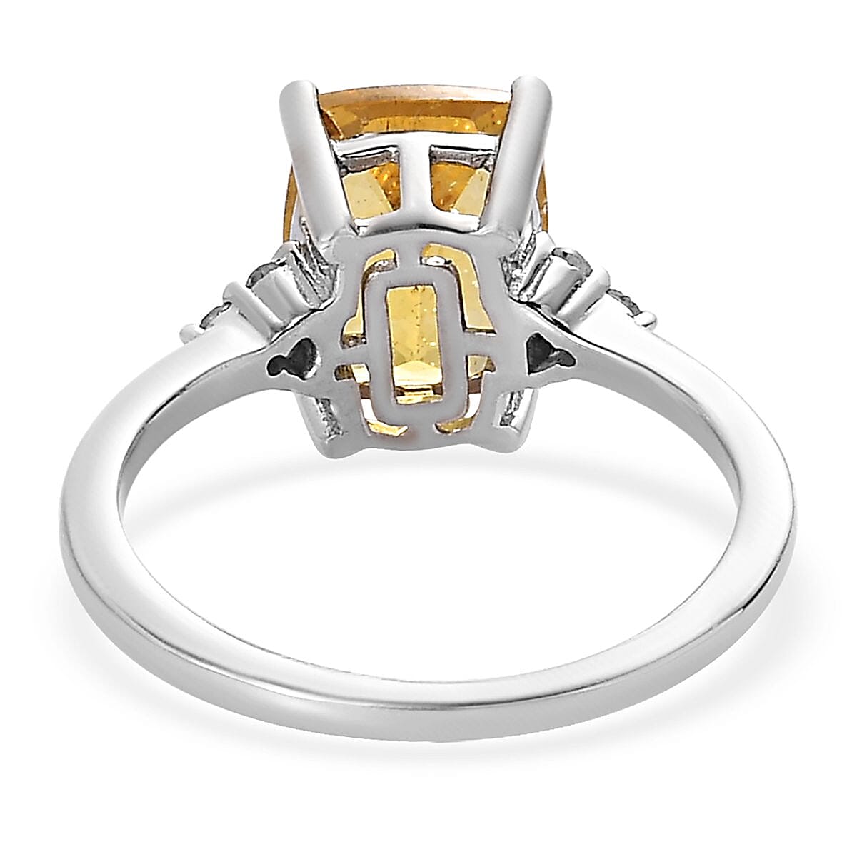 Brazilian Golden Apatite and Diamond Ring in Platinum Over Sterling Silver (Size 10.0) 2.35 ctw image number 4
