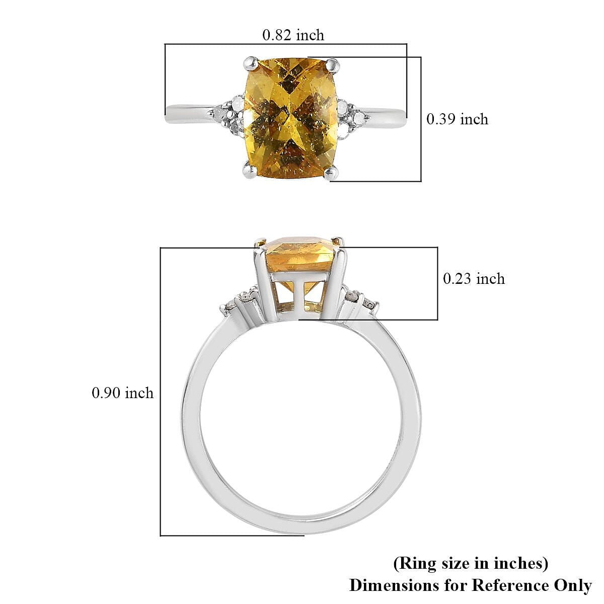 Brazilian Golden Apatite and Diamond Ring in Platinum Over Sterling Silver (Size 10.0) 2.35 ctw image number 5
