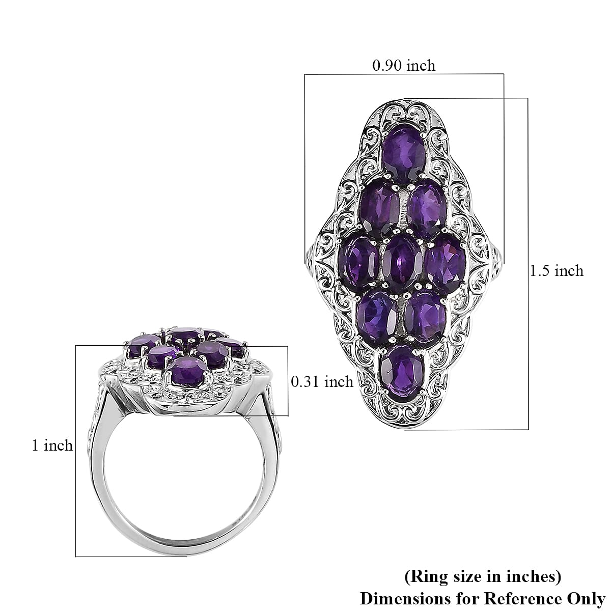 Amethyst Ring in Stainless Steel 3.65 ctw image number 5