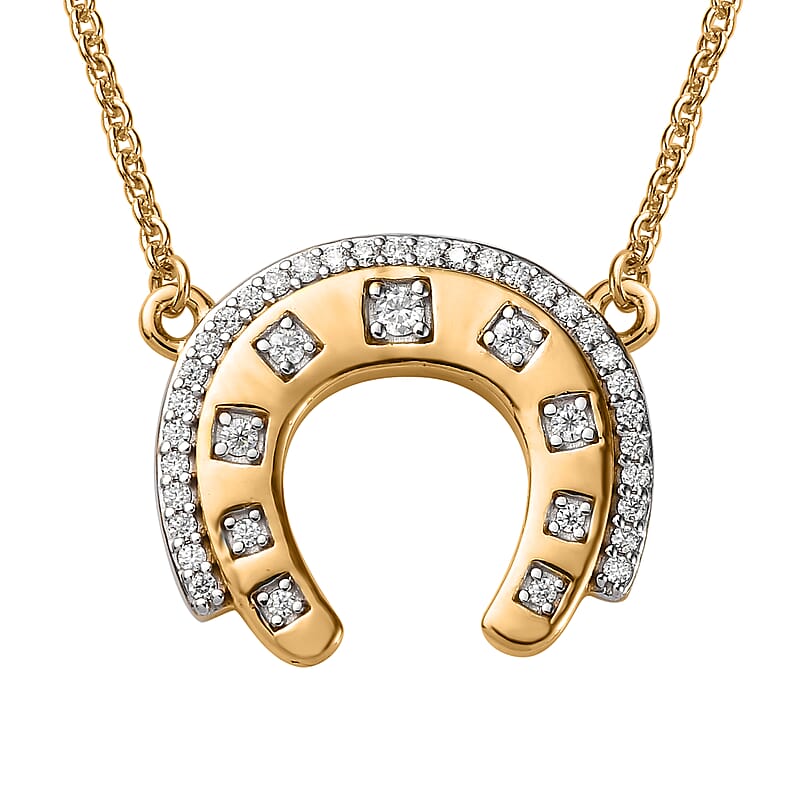 Moissanite Horseshoe Necklace 18 Inches in Vermeil Yellow Gold Over Sterling Silver 0.50 ctw