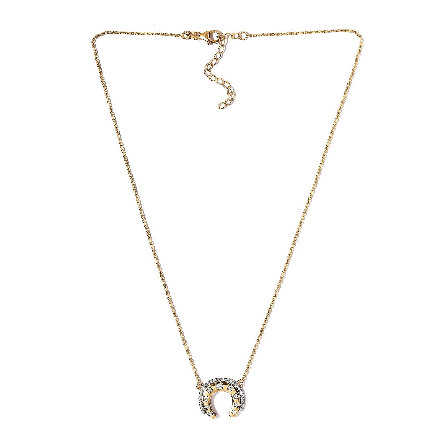 Moissanite Horseshoe Necklace 18 Inches in Vermeil Yellow Gold Over Sterling Silver 0.50 ctw