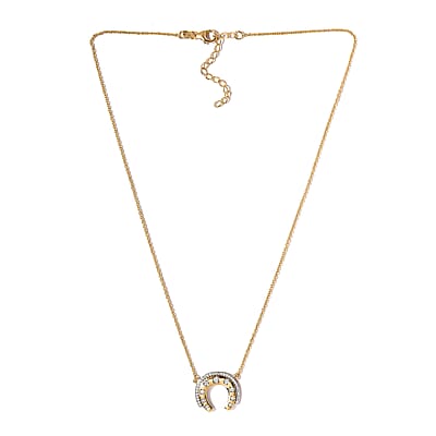 Moissanite Horseshoe Necklace 18 Inches in Vermeil Yellow Gold Over Sterling Silver 0.50 ctw
