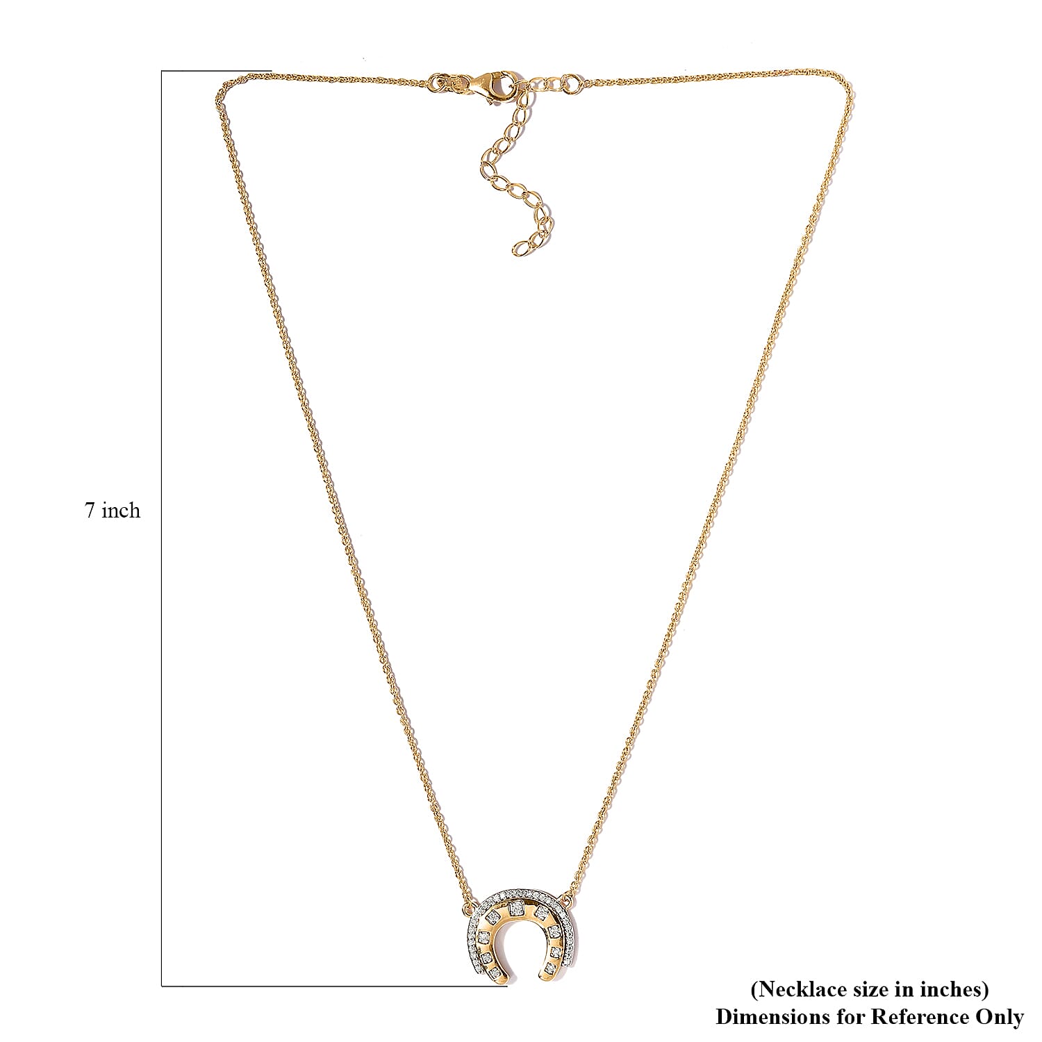 Moissanite Horseshoe Necklace 18 Inches in Vermeil Yellow Gold Over Sterling Silver 0.50 ctw