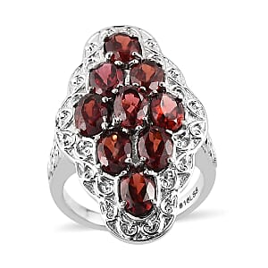Mozambique Garnet Ring in Stainless Steel (Size 6.0) 4.40 ctw