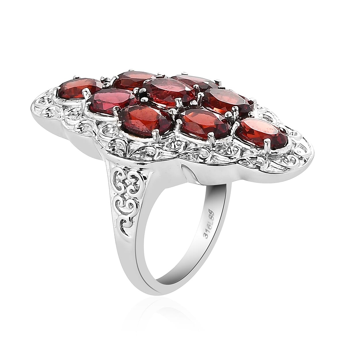 Mozambique Garnet Ring in Stainless Steel (Size 6.0) 4.40 ctw image number 3