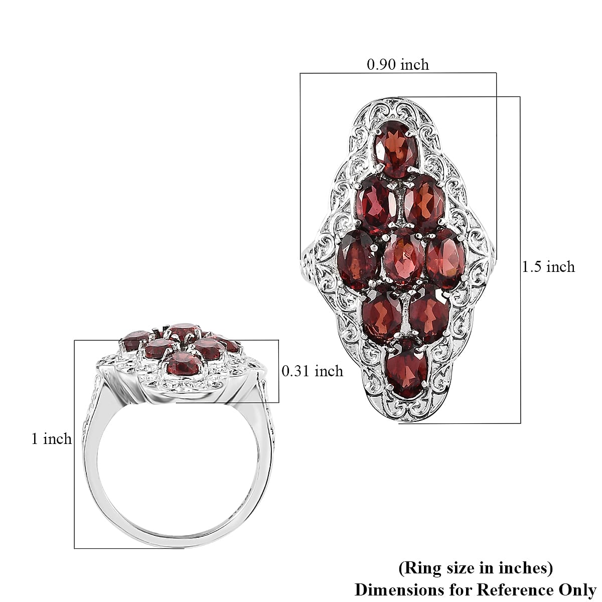 Mozambique Garnet Ring in Stainless Steel (Size 6.0) 4.40 ctw image number 5