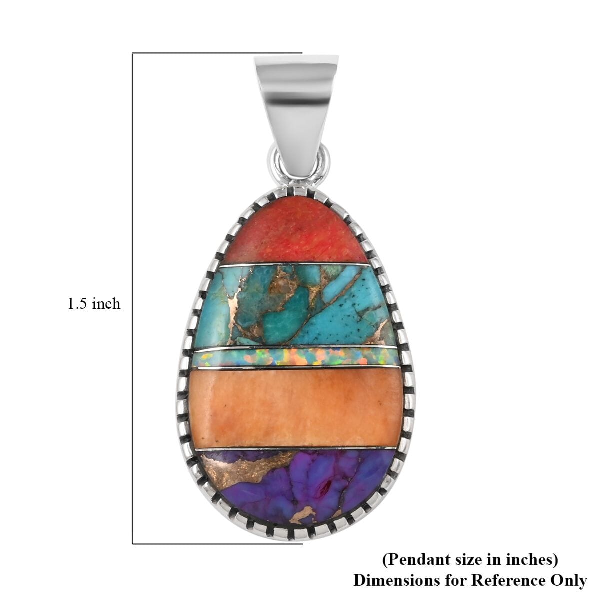 SANTA FE Style Multi Gemstone Pendant in Sterling Silver 4.10 ctw image number 4