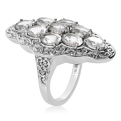 Sky Blue Topaz Cluster Ring in Stainless Steel (Size 10.0) 3.50 ctw