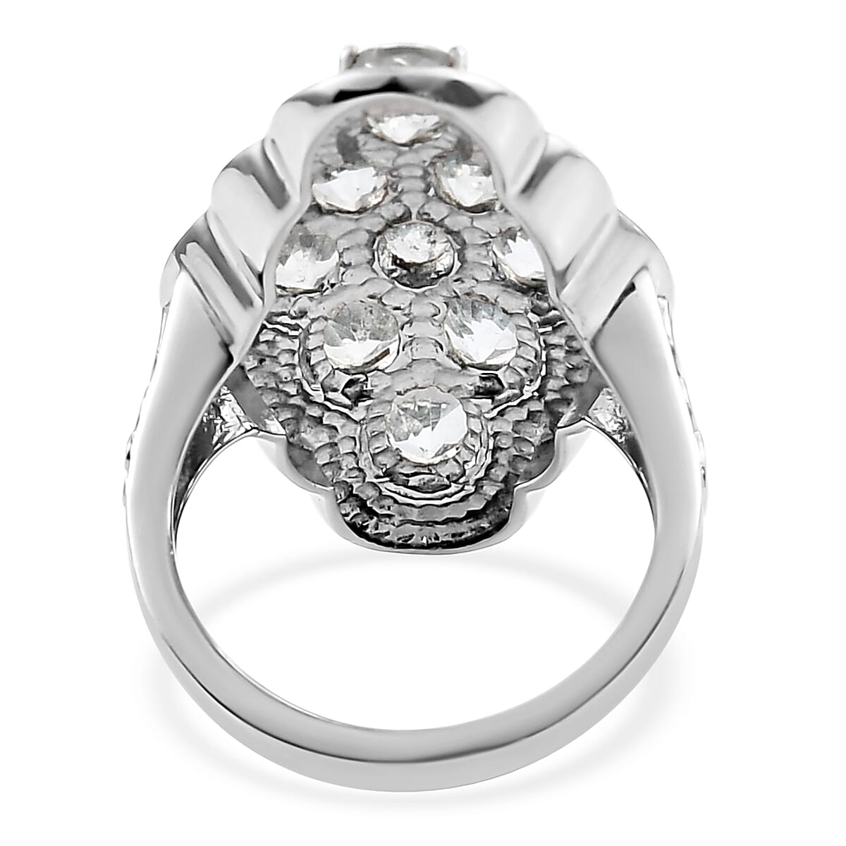 Sky Blue Topaz Cluster Ring in Stainless Steel (Size 10.0) 3.50 ctw