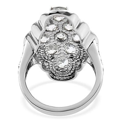 Sky Blue Topaz Cluster Ring in Stainless Steel (Size 10.0) 3.50 ctw