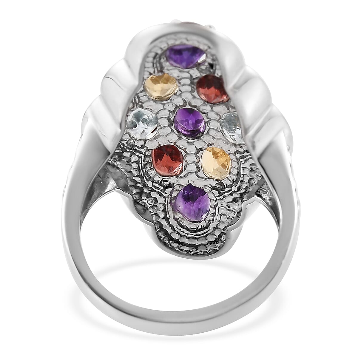 Multi Gemstone Ring in Stainless Steel (Size 8.0) 4.70 ctw | Tarnish-Free, Waterproof, Sweat Proof Jewelry image number 4