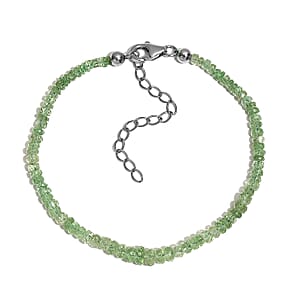 Brazilian Mint Garnet Beaded Bracelet in Rhodium Over Sterling Silver (7.25-9.25In) 23.70 ctw