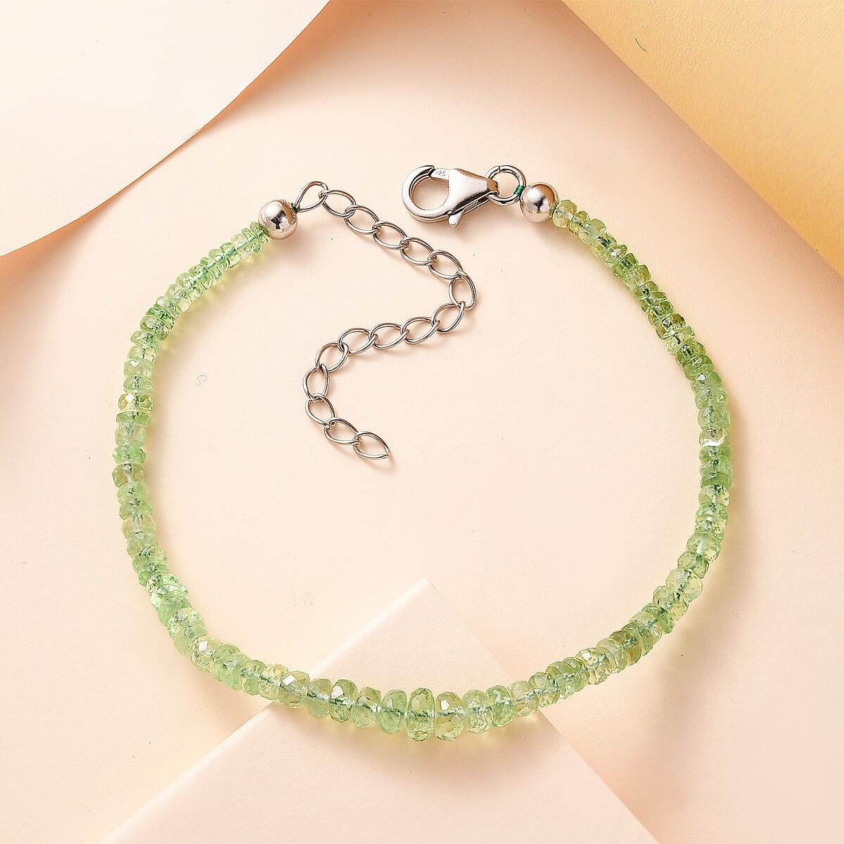 Brazilian Mint Garnet Beaded Bracelet in Rhodium Over Sterling Silver (7.25-9.25In) 23.70 ctw image number 1