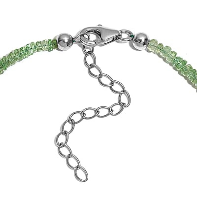 Brazilian Mint Garnet Beaded Bracelet in Rhodium Over Sterling Silver (7.25-9.25In) 23.70 ctw