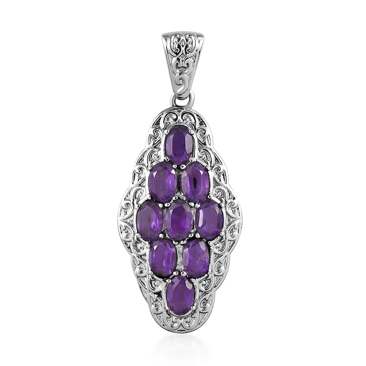 Amethyst Pendant in Stainless Steel 4.15 ctw image number 0