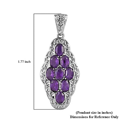 Amethyst Pendant in Stainless Steel 4.15 ctw , Tarnish-Free, Waterproof, Sweat Proof Jewelry