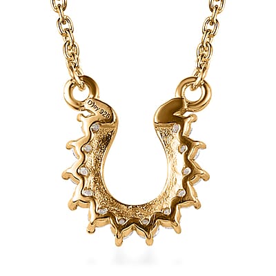 Moissanite Fancy Lucky Horseshoe Necklace (Size - 18) in Vermeil YG Sterling Silver 0.38 ctw