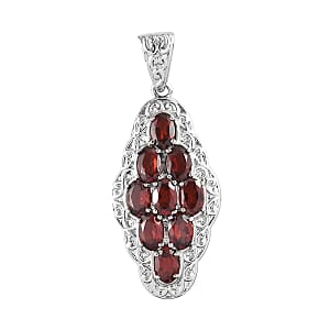 Mozambique Garnet Pendant in Stainless Steel 4.20 ctw , Tarnish-Free, Waterproof, Sweat Proof Jewelry