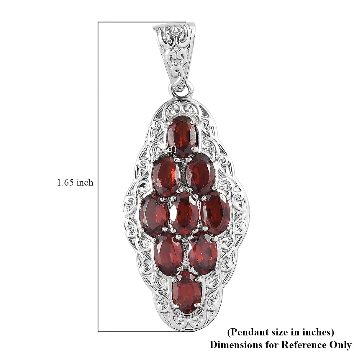 Mozambique Garnet Pendant in Stainless Steel 4.20 ctw , Tarnish-Free, Waterproof, Sweat Proof Jewelry image number 5
