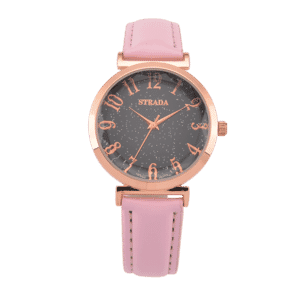 Strada Japanese Movement Starry Sky Pattern Dial Watch with Pink Faux Leather Strap