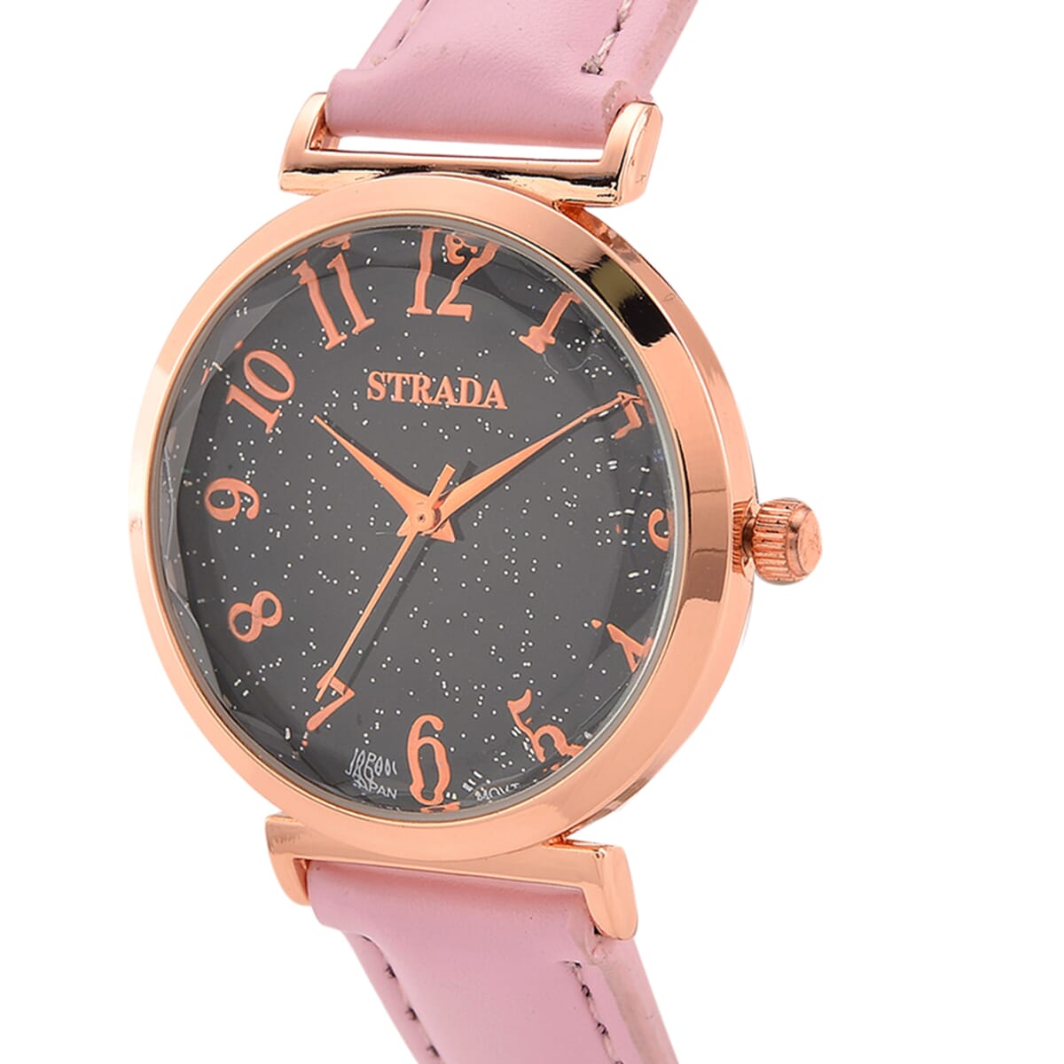 Strada Japanese Movement Starry Sky Pattern Dial Watch with Pink Faux Leather Strap image number 3