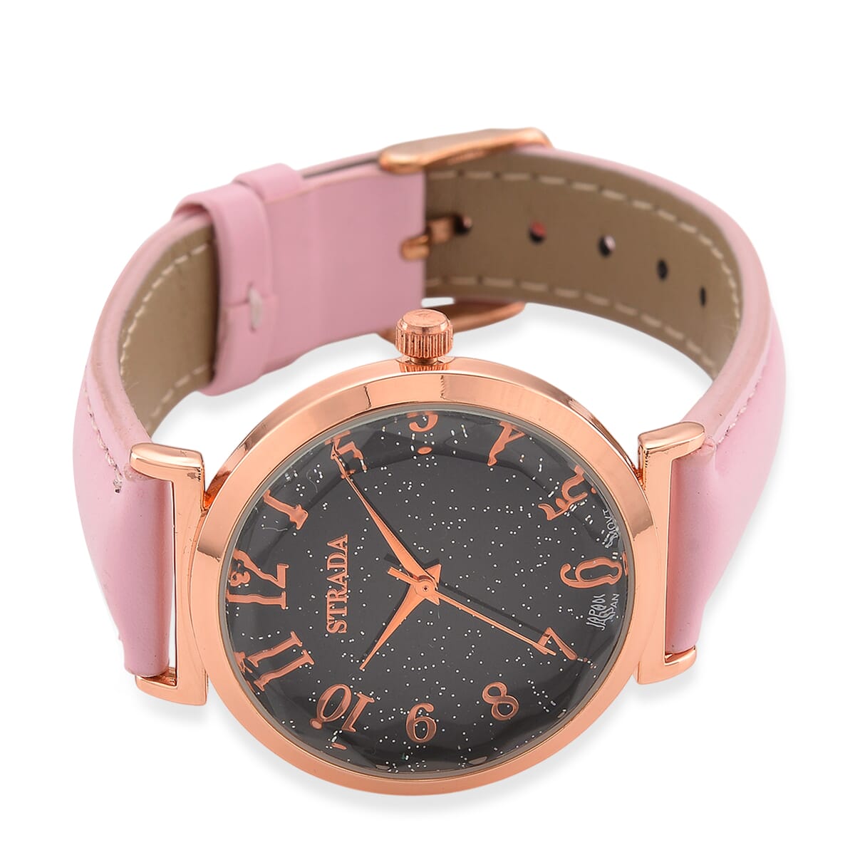 Strada Japanese Movement Starry Sky Pattern Dial Watch with Pink Faux Leather Strap image number 4