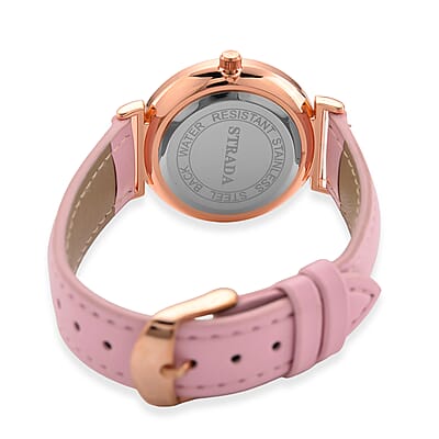 Strada Japanese Movement Starry Sky Pattern Dial Watch with Pink Faux Leather Strap
