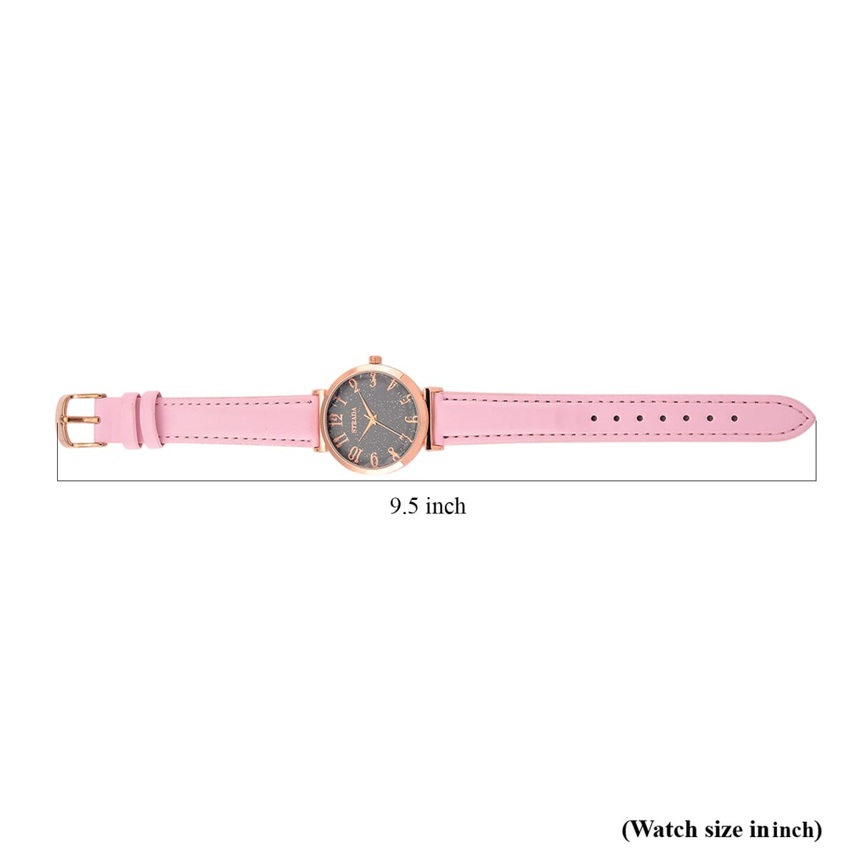 Strada Japanese Movement Starry Sky Pattern Dial Watch with Pink Faux Leather Strap image number 7