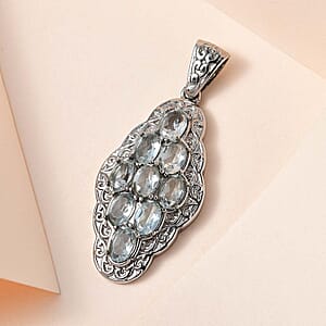 Sky Blue Topaz Pendant in Stainless Steel 5.25 ctw , Tarnish-Free, Waterproof, Sweat Proof Jewelry