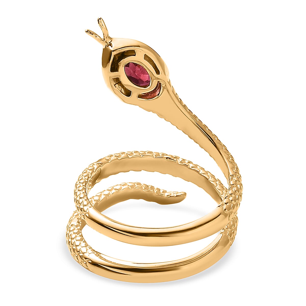 Orissa Rhodolite Garnet and Moissanite Spiral Snake Ring in Vermeil Yellow Gold Over Sterling Silver (Size 6.0) 0.50 ctw image number 4