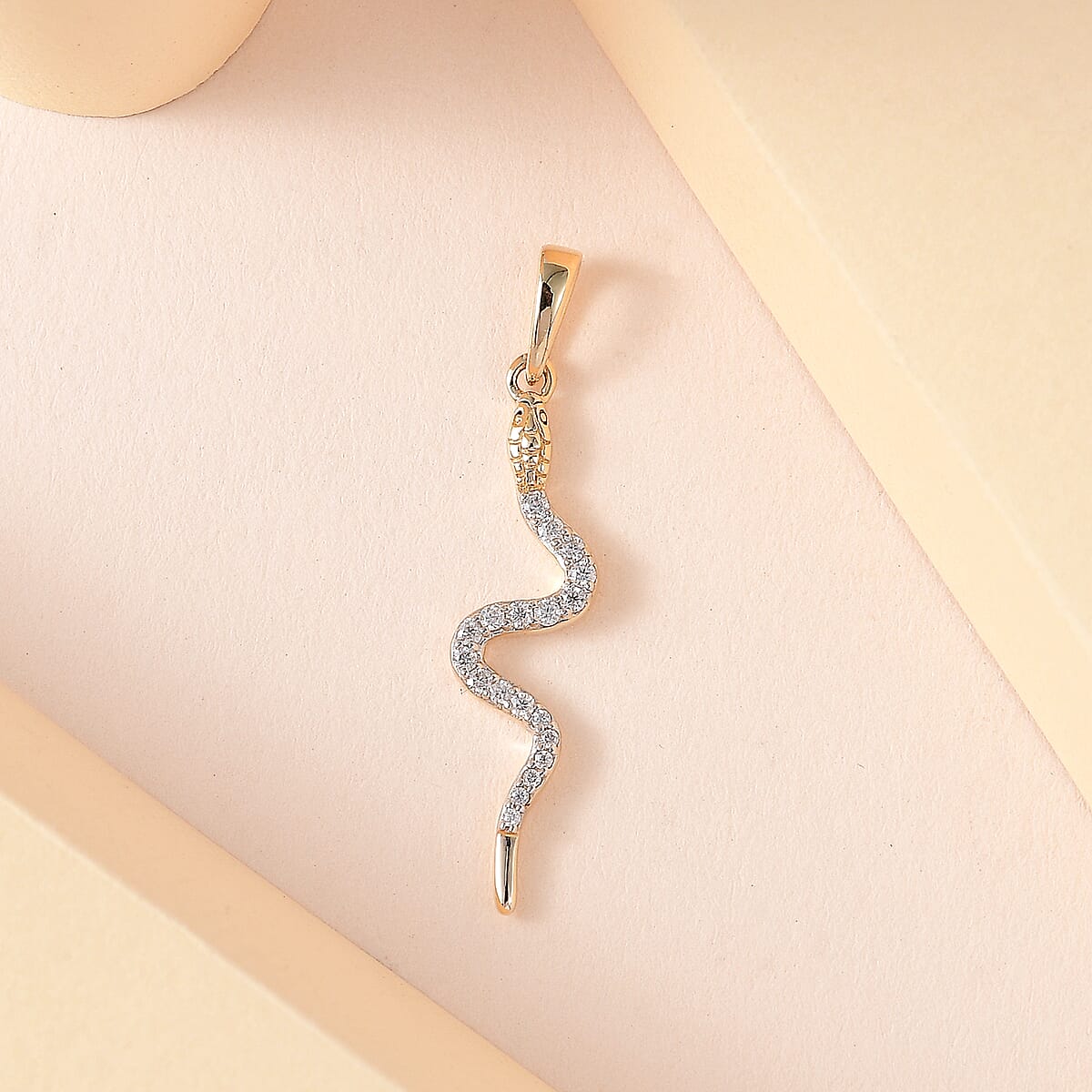 Luxoro 10K Yellow Gold Moissanite Snake Pendant 0.20 ctw image number 1