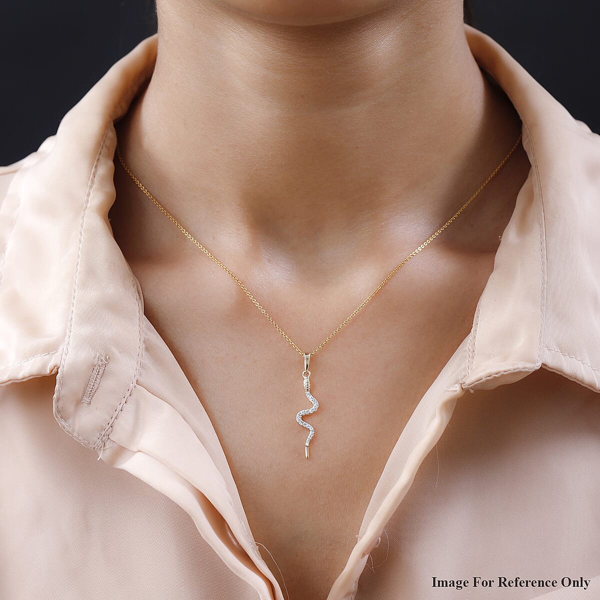 Luxoro 10K Yellow Gold Moissanite Snake Pendant 0.20 ctw image number 2