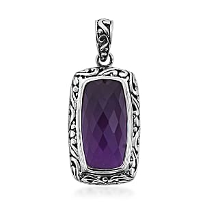 Bali Legacy African Amethyst Solitaire Pendant in Sterling Silver 19.75 ctw