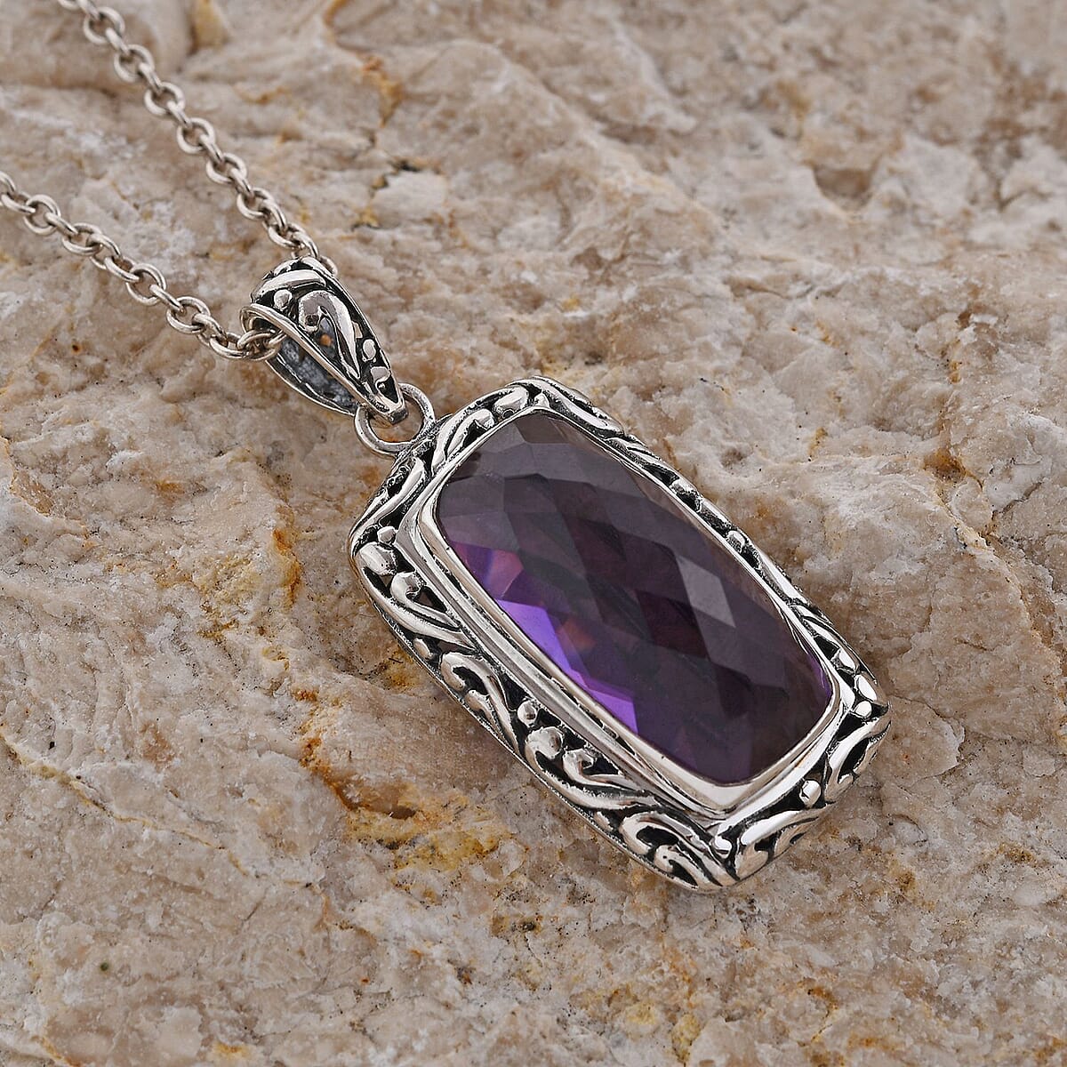 Bali Legacy African Amethyst Pendant in Sterling Silver 18.20 ctw image number 1