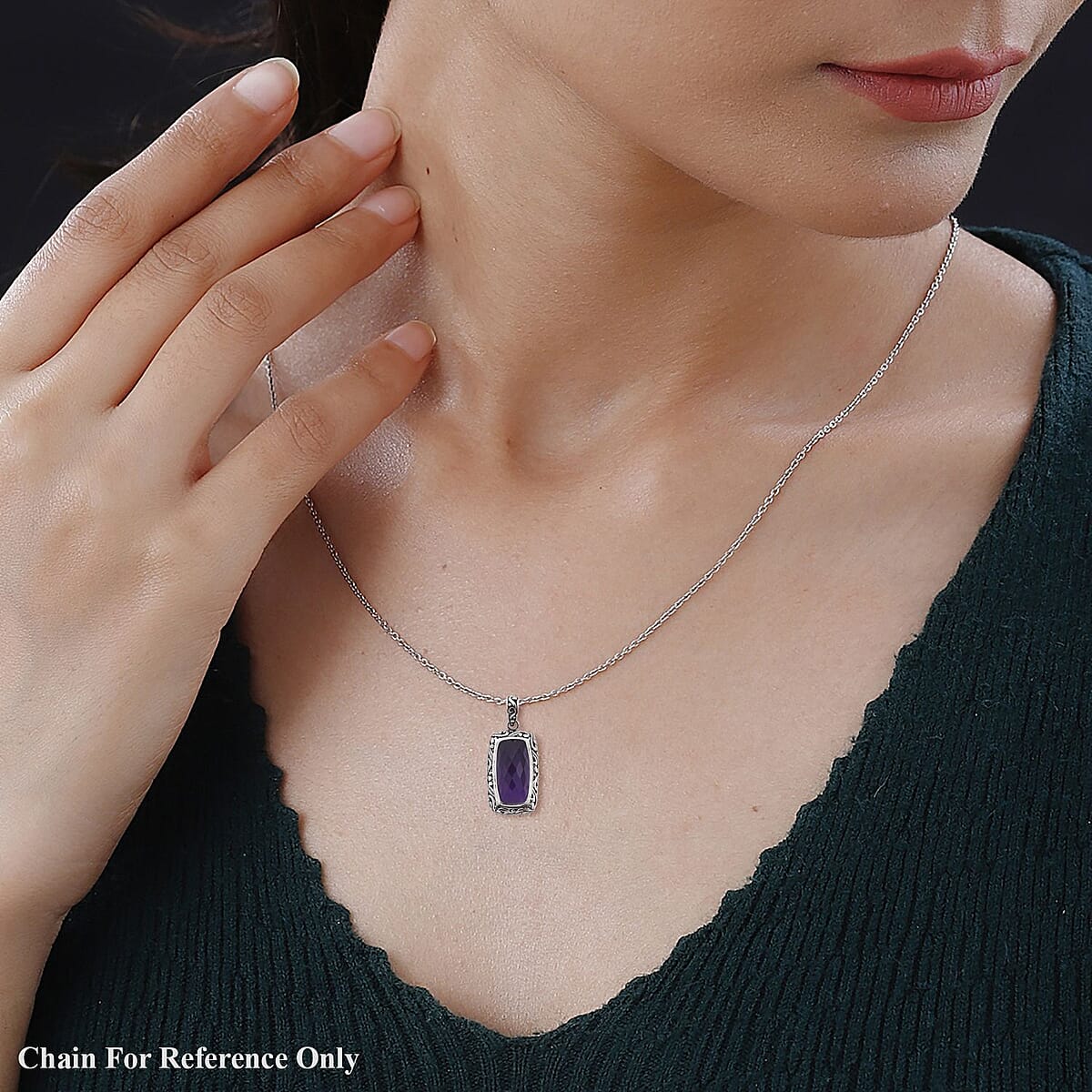 Bali Legacy African Amethyst Pendant in Sterling Silver 18.20 ctw image number 2