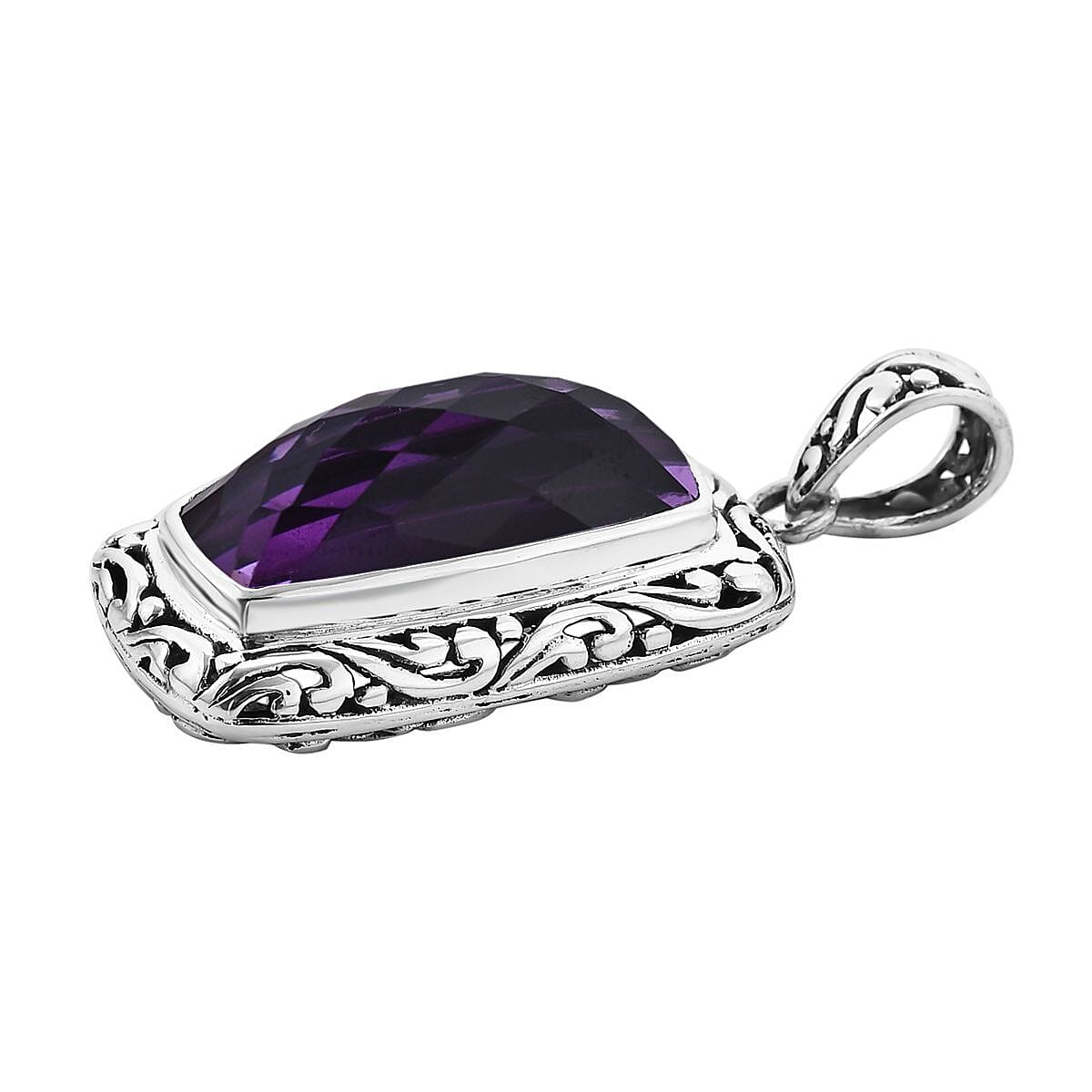 Bali Legacy African Amethyst Pendant in Sterling Silver 18.20 ctw image number 3