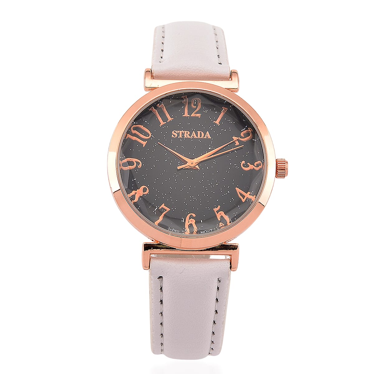 Strada Japanese Movement Starry Sky Pattern Dial Watch with White Faux Leather Strap image number 0